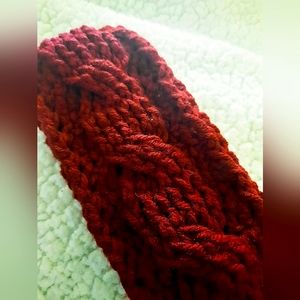 Handmade Crocheted Cable Headband Spa Headband Ear Warmer Adult size Red color